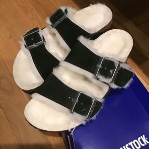 Birkenstock Women's Arizona Shearling Mountain View Green